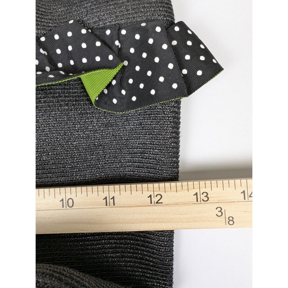 Eric Javits New York Handbag Woven Ruffle Polka Dot Trim Black Snap Clean! - Picture 13 of 15